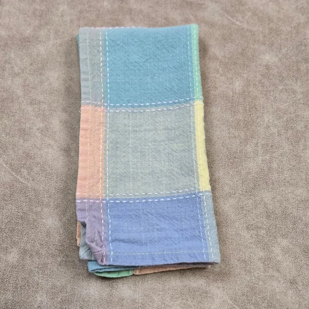 Longaberger Easter Pastel Plaid Fabric Napkin